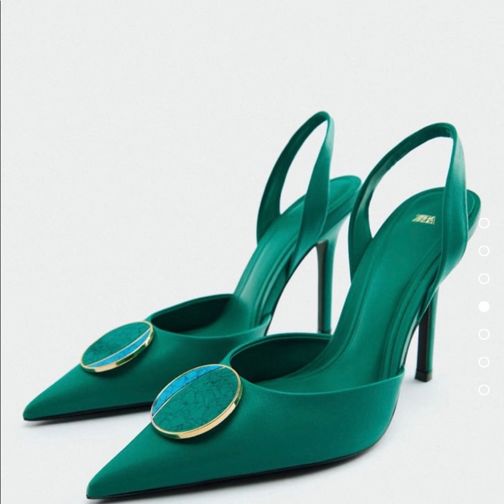 NWT Zara Teal Slingbacks! Size 6! So cute and classy
